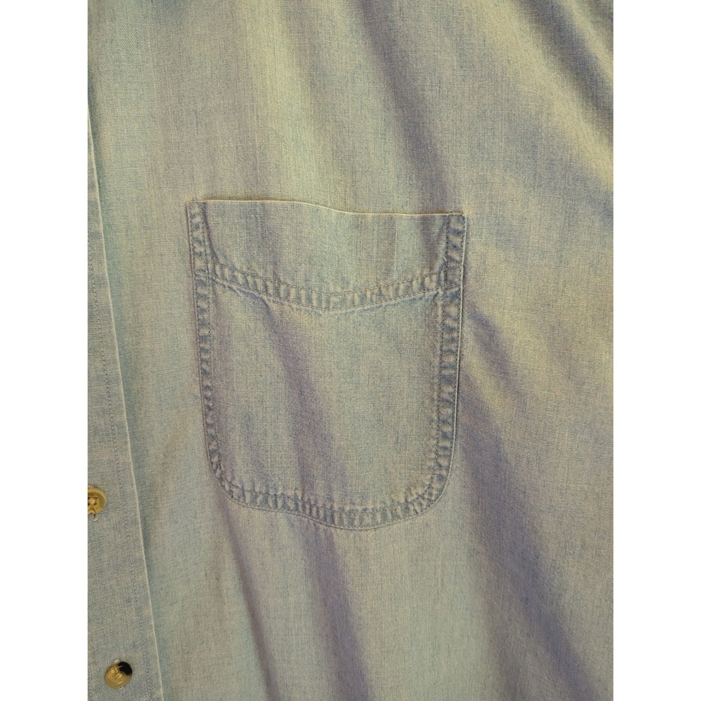 Vintage L.L. Bean Button Denim Shirt Mens XLT Trim Fit Tall Classic Workwear - Picture 2 of 7